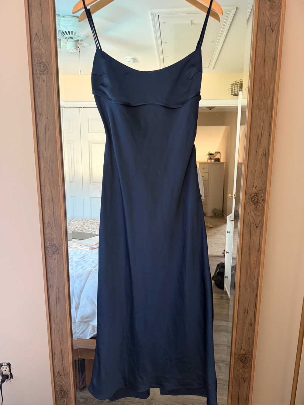 Jason Wu Satin Classic Navy Slip Dress with Spaghetti Straps